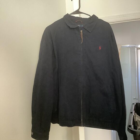 Polo Ralph Lauren jacket zip up size xl plaid lined liner lining navy blue jacke